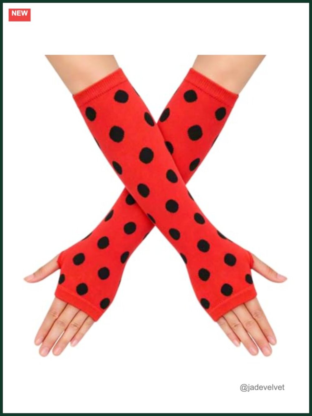 Fingerless Long Knit Arm Warmers Polka Dot Cosplay Costume Accessory